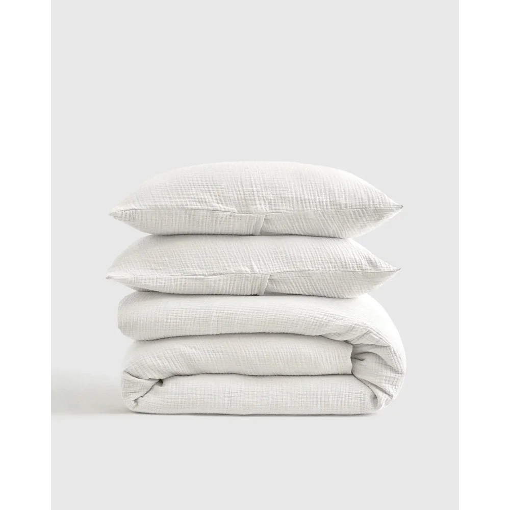 Quince NWT Organic Cotton Gauze Duvet Cover Set With 2 Shams King/Cal King White